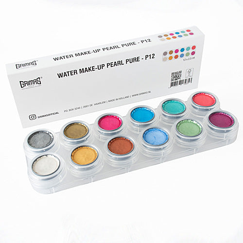 Grimas Water Make-up Pearl Pure kasvoväripaletti 12 kpl, helmiäisvärit