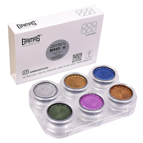 Grimas Water Make-up Metallic Pure kasvoväripaletti, 6 kpl, metallivärit