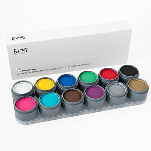 Grimas Water Make-up kasvoväripaletti 12 kpl, perusvärit XL