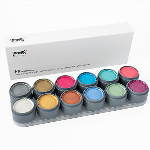 Grimas Water Make-up Pearl Pure kasvoväripaletti 12 kpl, helmiäisvärit XL